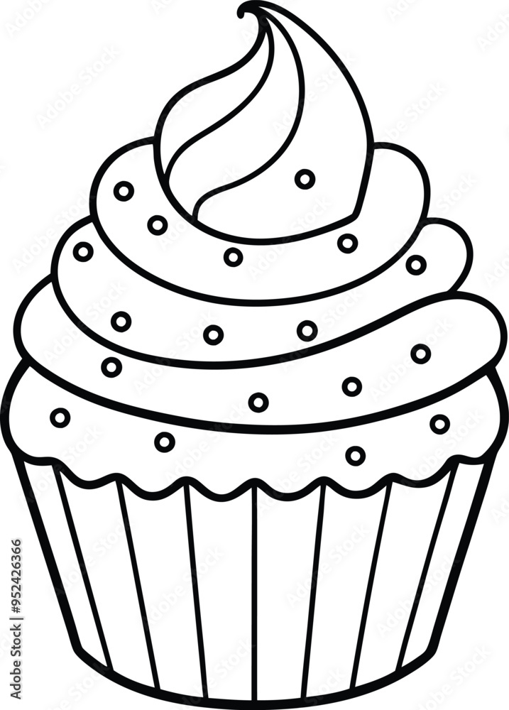 decorative cupcake, cupcake icon line art vector illustraton decorative cupcake, cupcake icon line art vector illustraton