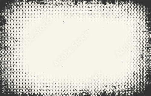 Retro dotted pattern halftone overlay texture, backdrop or dot pixel technology background with brush stroke, grain, noise and grunge effect for social media business. Dot halftone paper banner frame.