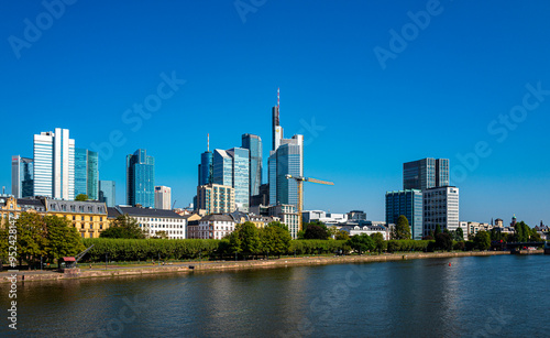 Obraz na płótnie Skyline am Mainufer, Frankfurt am Main, Hessen, Deutschland w salonie