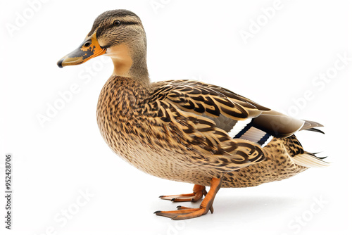 a duck with a brown head and a black beak photo