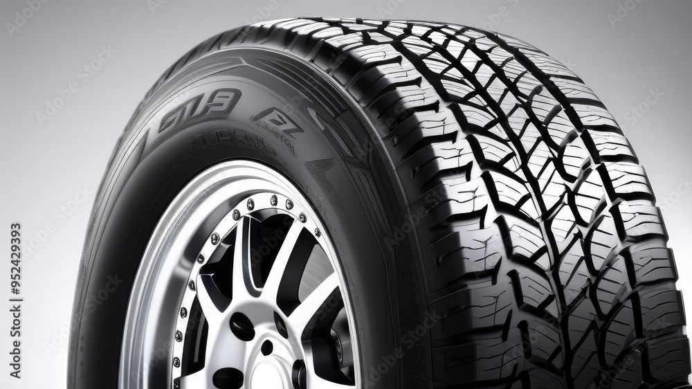 Obraz premium car wheel on a light background.