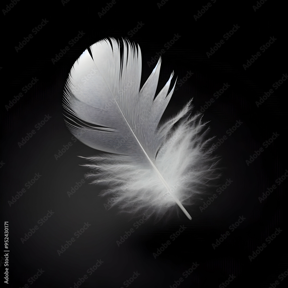 Obraz premium white feather on black background