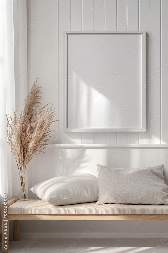 blank frame mockup on the wall with beautiful background r generated by AI