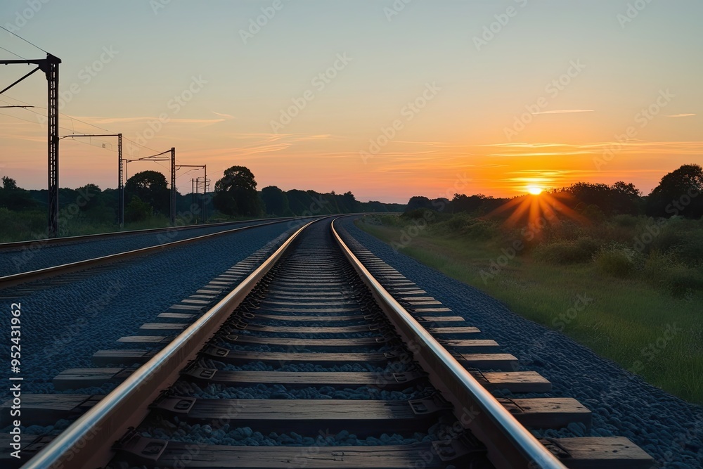 Sunset Railway Track Silhouette Exploring Serene Journeys Sunset Railway Track Silhouette Exploring Serene Journeys