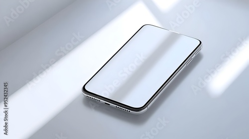 Sleek Minimalist Smartphone Resting on Pristine White Background