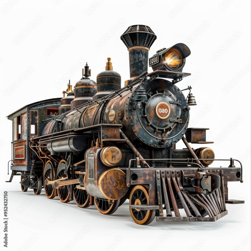 Naklejka premium Vintage Steam Locomotive with Rustic Details