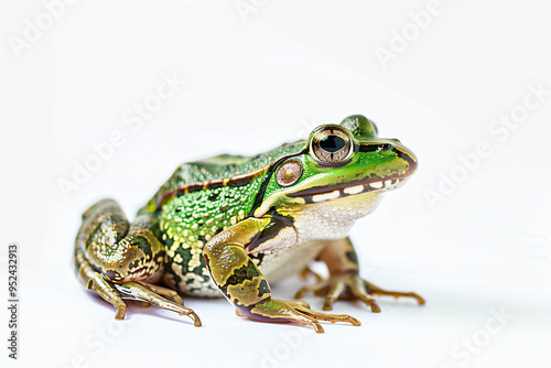 a frog with a green and white pattern on its body