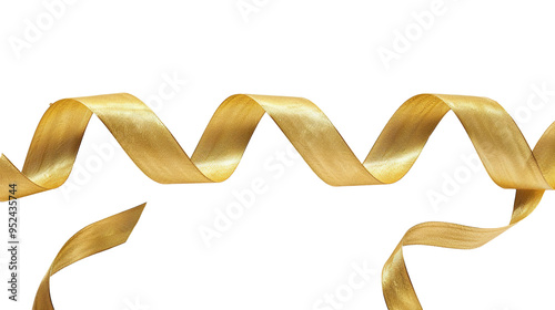 Gold ribbon isolated on transparent background, PNG