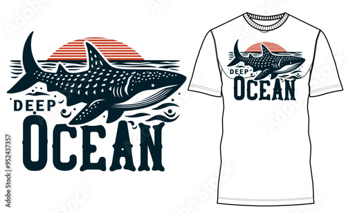 Deep Ocean Tee vector illustration. Smoothly vectorized well-organized design shape.