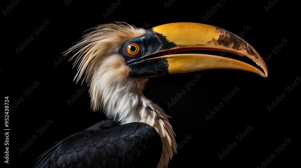 Obraz premium A hornbill carrying a small gift in its beak, representing the act of giving and the joy of sharing