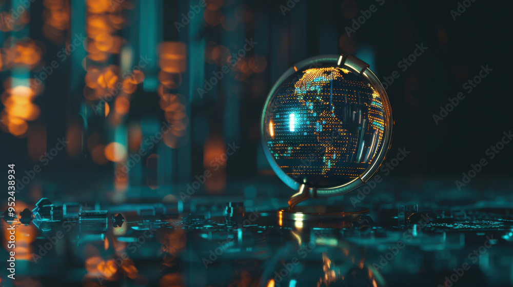 A futuristic globe with digital elements, symbolizing global connectivity and technology. A futuristic globe with digital elements, symbolizing global connectivity and technology.