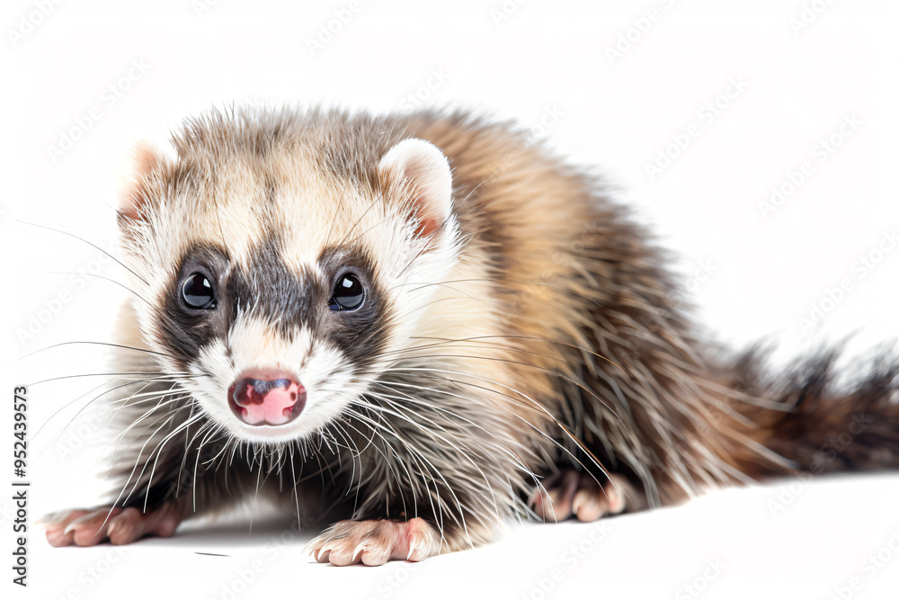 a ferret is standing on a white surface a ferret is standing on a white surface