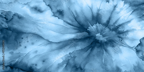 Tie Dye Shibori - horizontal Vector Background in Indigo color. Watercolour vector Texture. Organic Texture Element Wabi Sabi, Ikat.