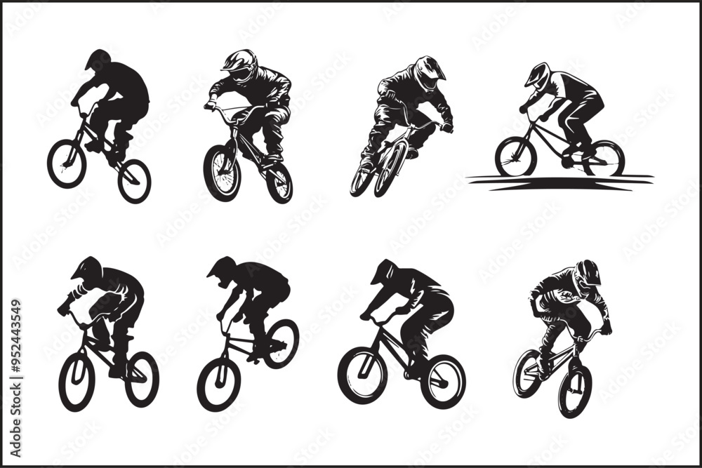 Obraz premium Modern Bicycle Symbols Pack: Editable Stroke Cycling Icons