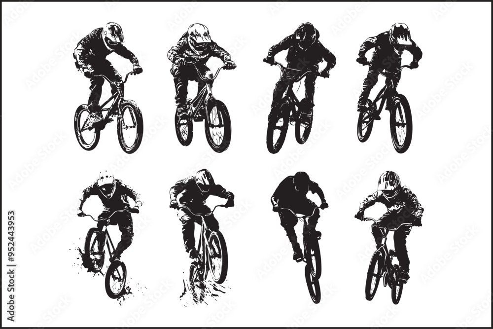 Obraz premium Modern Bicycle Symbols Pack: Editable Stroke Cycling Icons