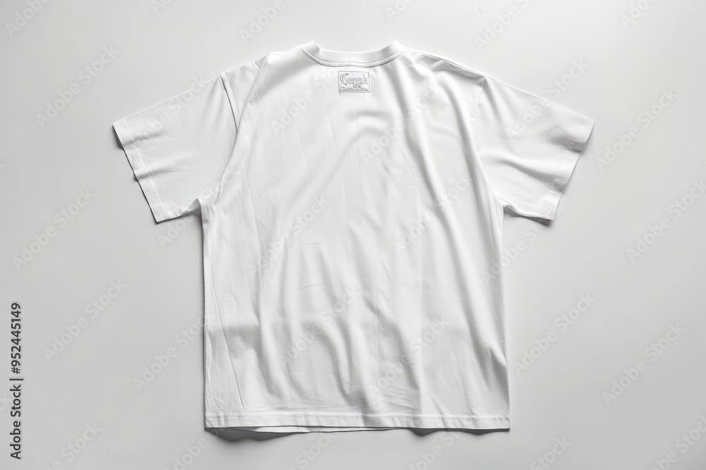 professional product photo of the back of a plain white t-shirt flat and uncreased