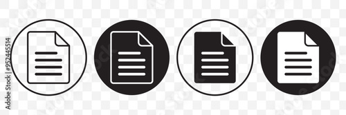 Document icon vector isolated on transparent background. Paper icon. File Icon