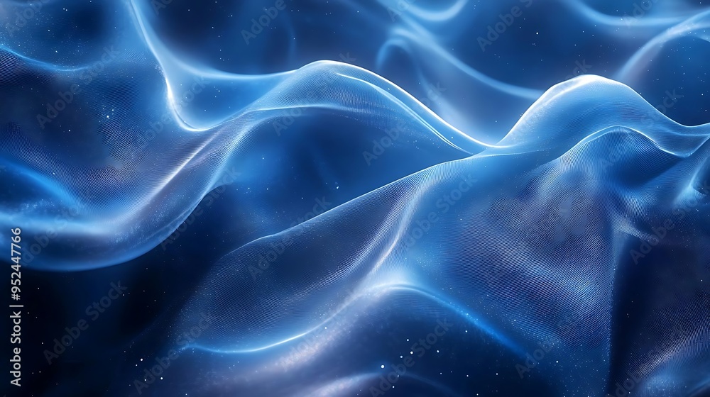 Abstract Blue Wavy Background with Shimmering Lights Illustration Abstract Blue Wavy Background with Shimmering Lights Illustration
