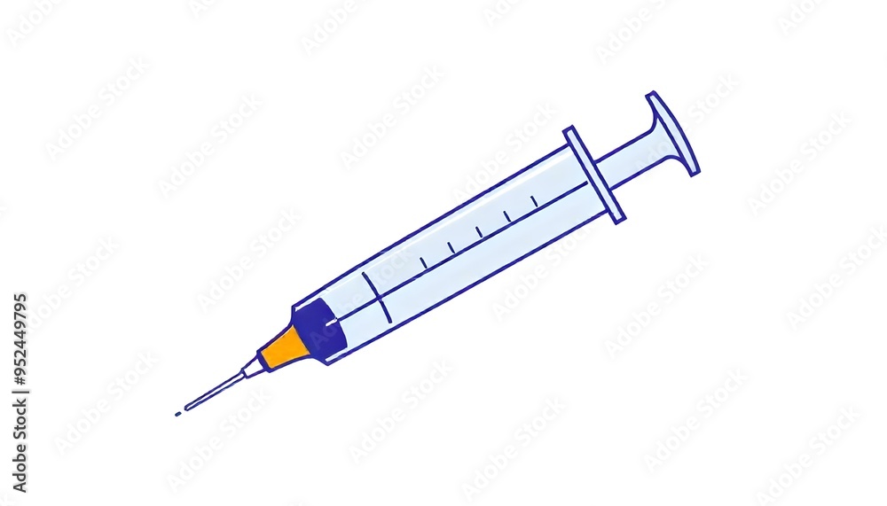 Syringe and needle icon drawing clipart isolated on a white background