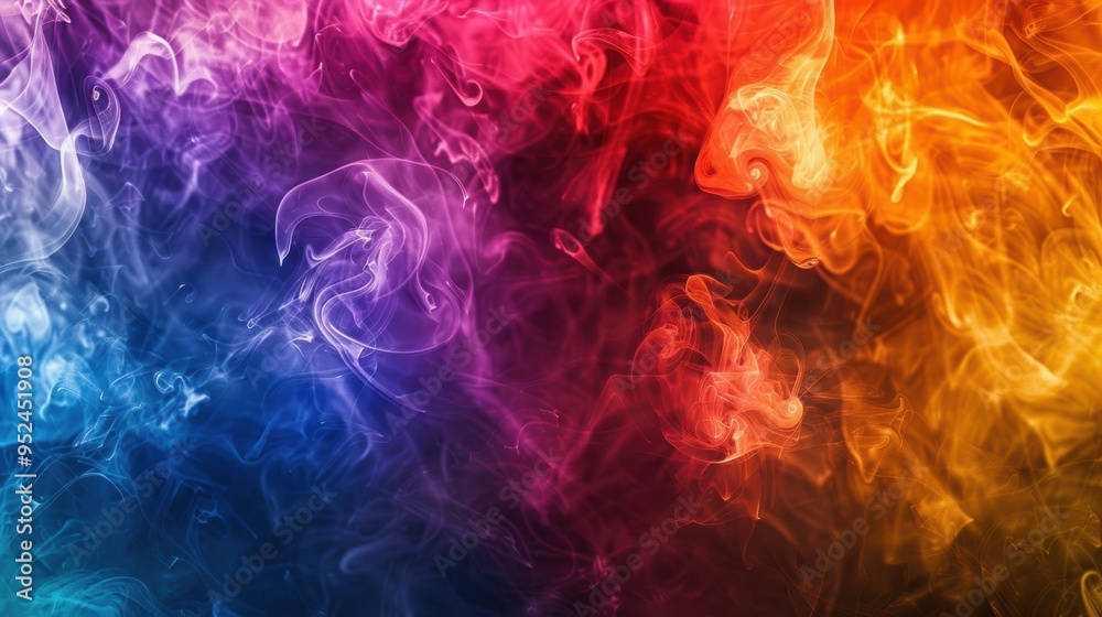 Obraz premium color full smoke on a black background. High quality photo, background, design, pattern, modern, bright, fog and smoke, illustration, art, abstract backgrounds, creativity