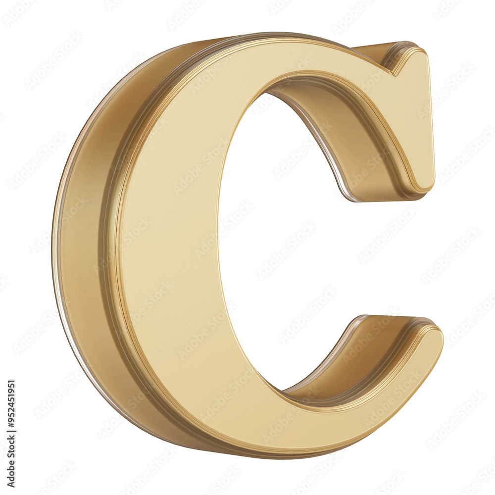3D Alphabet Letter C Golden Font 3D Alphabet Letter C Golden Font