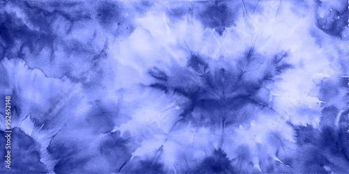 Tie Dye Shibori - horizontal Vector Background in Indigo color. Watercolour vector Texture. Organic Texture Element Wabi Sabi, Ikat.