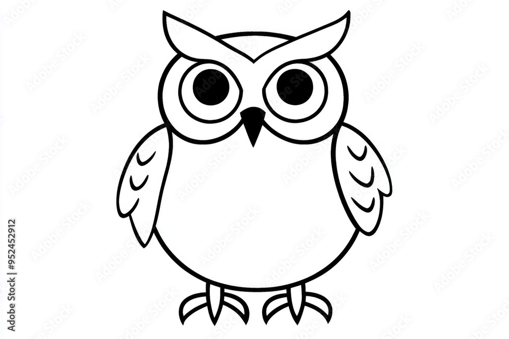 Obraz premium Delightful owl coloring page for toddlers with simple outlines and charming features, perfect for imaginative play and artistic expression at home