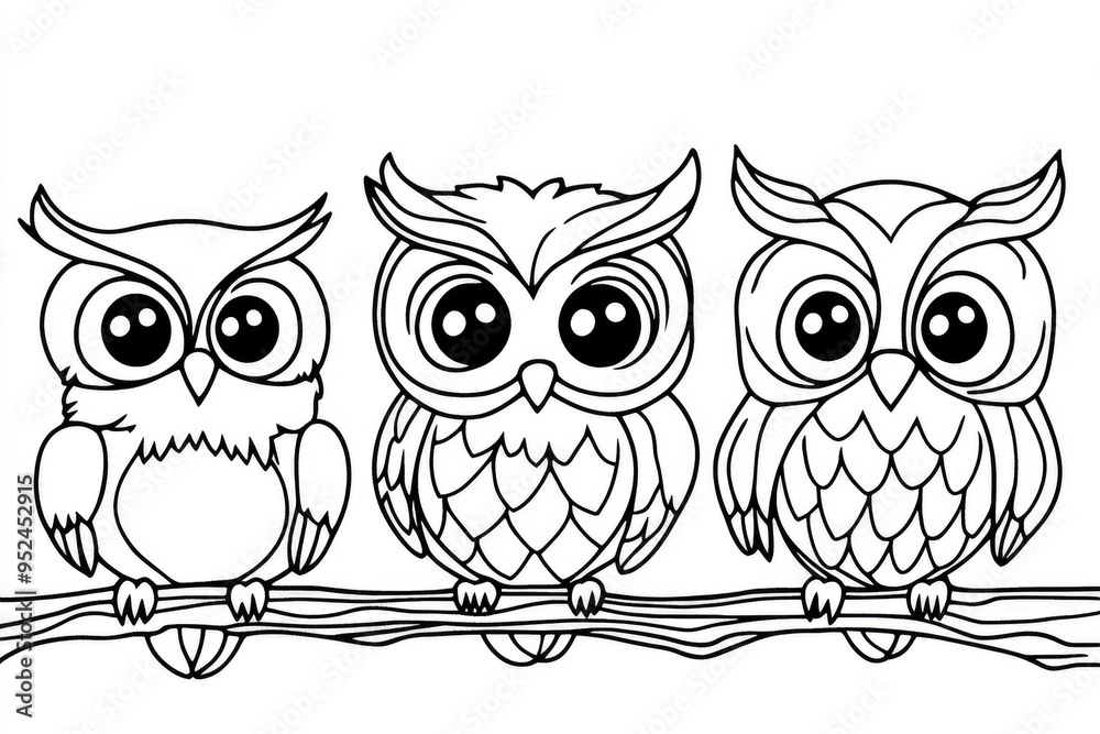 Cute owl family coloring page for kids to enjoy creative fun with ...