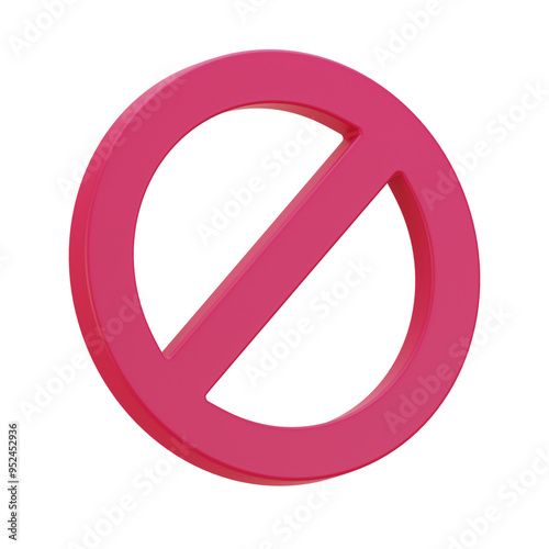 3D Circle With Crossed Line Red Prohibition Sign