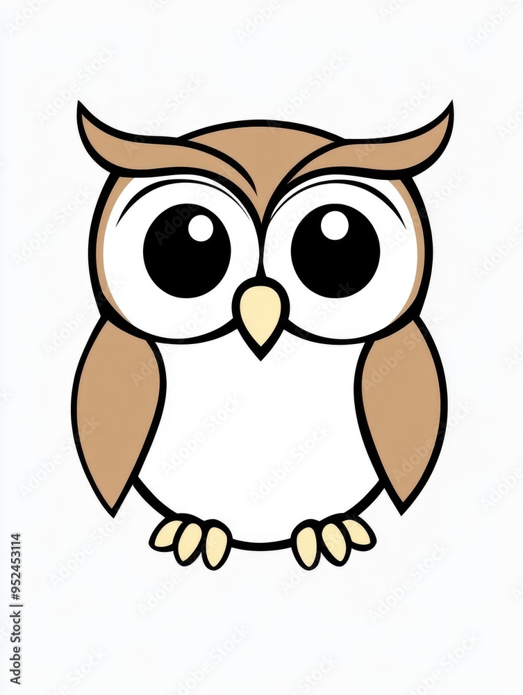 Fototapeta premium A delightful and simple owl coloring page designed for toddlers to explore their creativity and fine motor skills, perfect for a fun activity at home or preschool