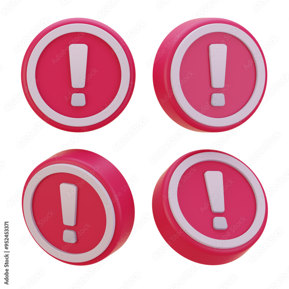 3D Red Round Warning Sign Symbol Danger Caution Risk Traffic 3D Red Round Warning Sign Symbol Danger Caution Risk Traffic