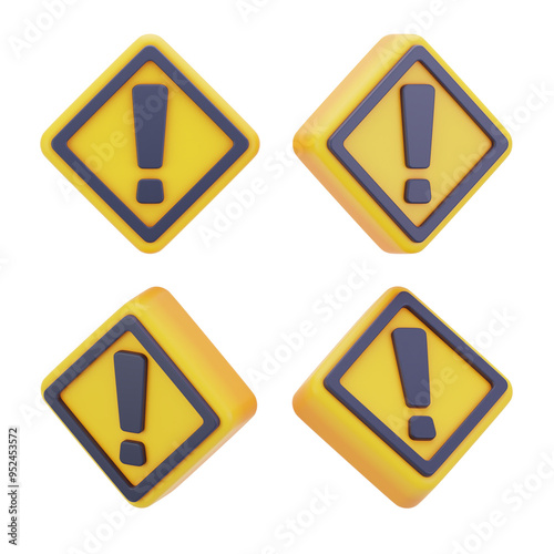 Free Download 3D Yellow Diamond Warning Sign Symbol Danger Caution Risk Traffic - GFXLoad