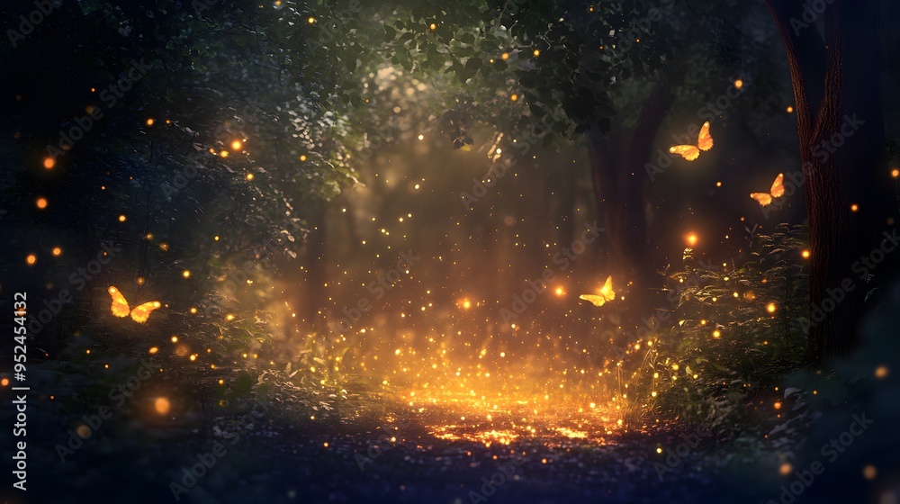 Enchanted forest soft-focus glowing elements ethereal creatures mystical atmosphere Enchanted forest soft-focus glowing elements ethereal creatures mystical atmosphere
