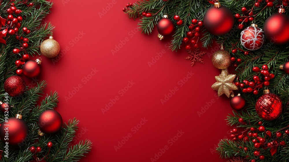 Christmas Ornament Frame Red Background Christmas Ornament Frame Red Background