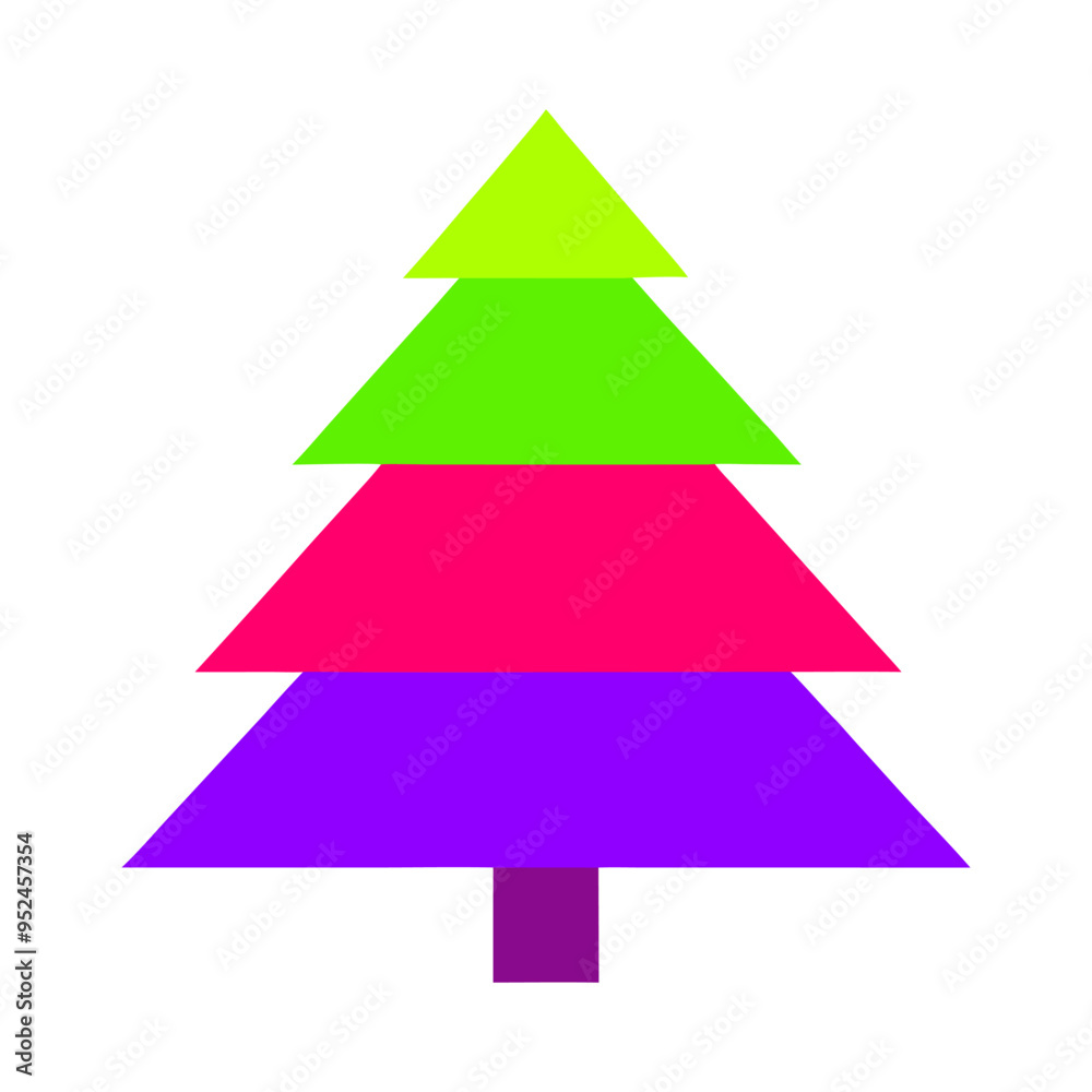 Geometric neon Christmas tree icon isolated on white Geometric neon Christmas tree icon isolated on white