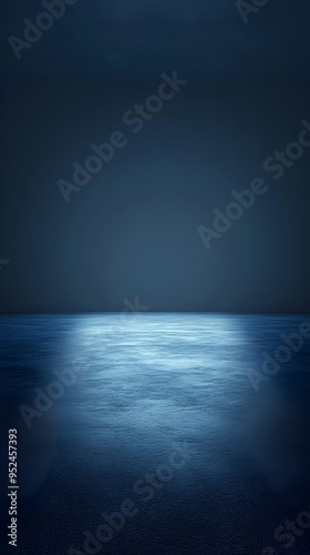 A serene seascape at night, illuminated by a soft, ethereal glow reflecting off the water.