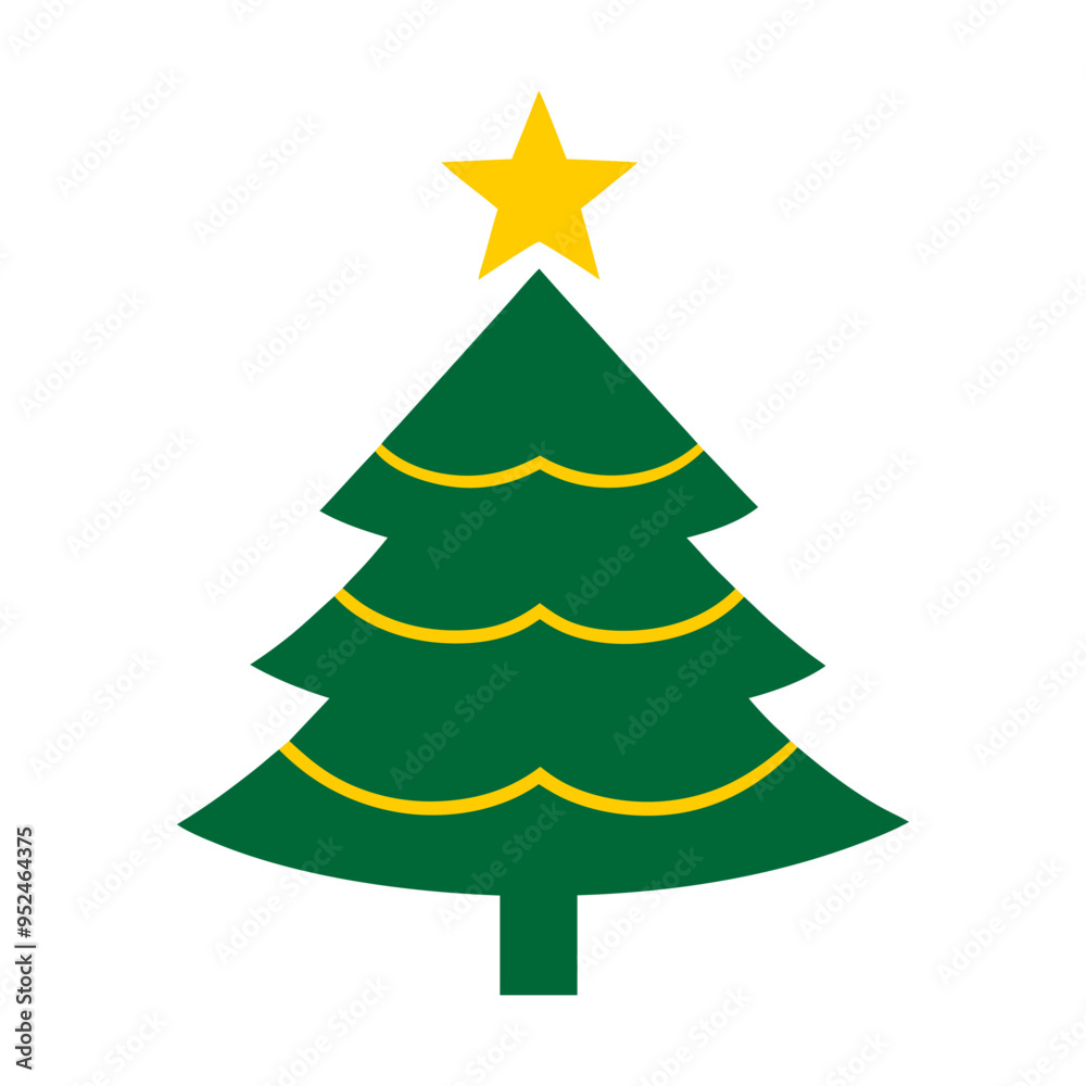 Fototapeta premium Christmas tree icon with garlands isolated on white
