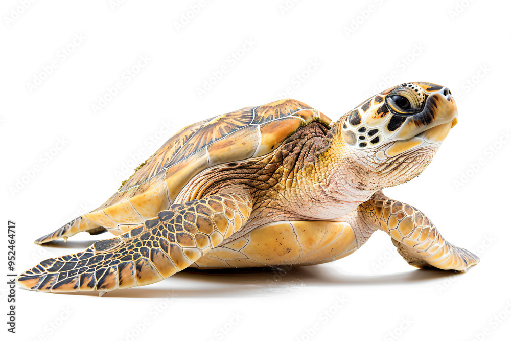 Obraz premium a turtle is laying down on a white surface
