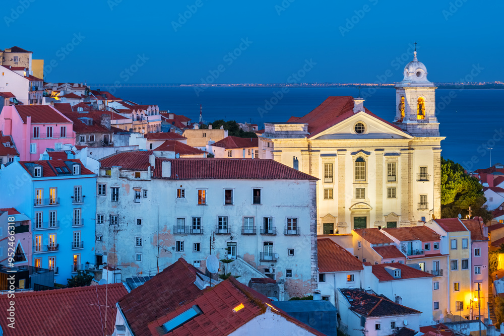 Lisbon cityscape in nightfall. Portugal