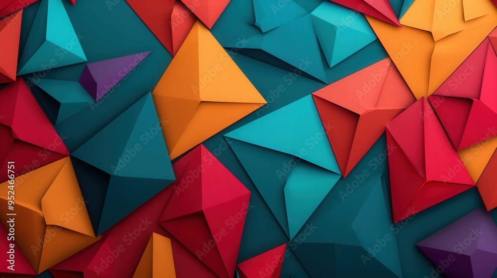 Vibrant Abstract Polygons, a dynamic composition of colorful three-dimensional shapes, set against a vivid backdrop in a sleek flat design style, evoking creativity and modernity Vibrant Abstract Polygons, a dynamic composition of colorful three-dimensional shapes, set against a vivid backdrop in a sleek flat design style, evoking creativity and modernity