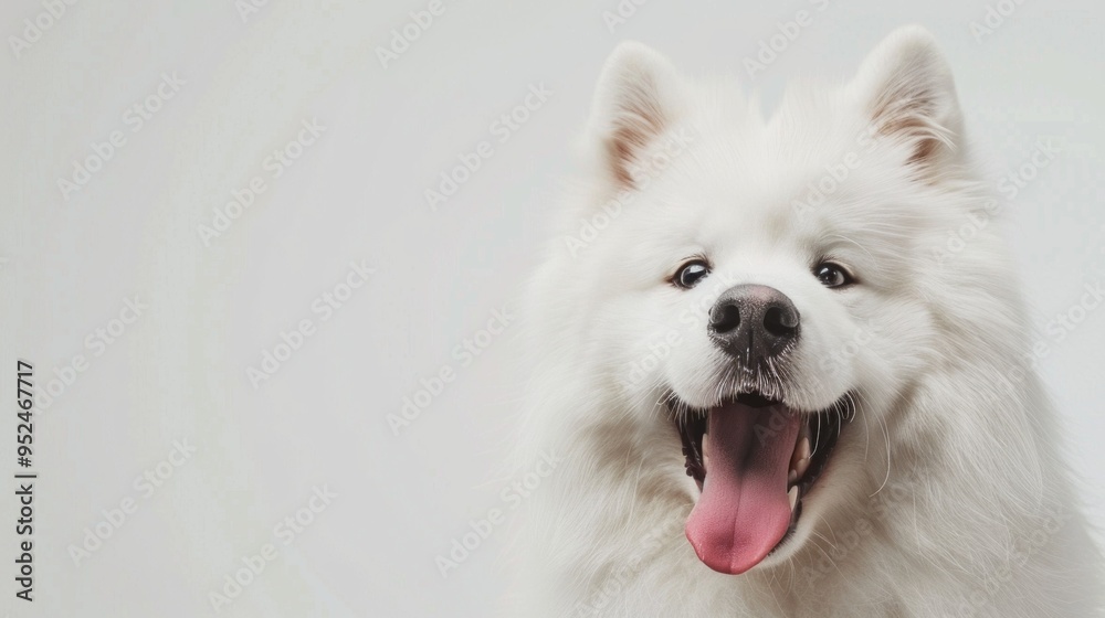 A white dog with a tongue sticking out is smiling A white dog with a tongue sticking out is smiling