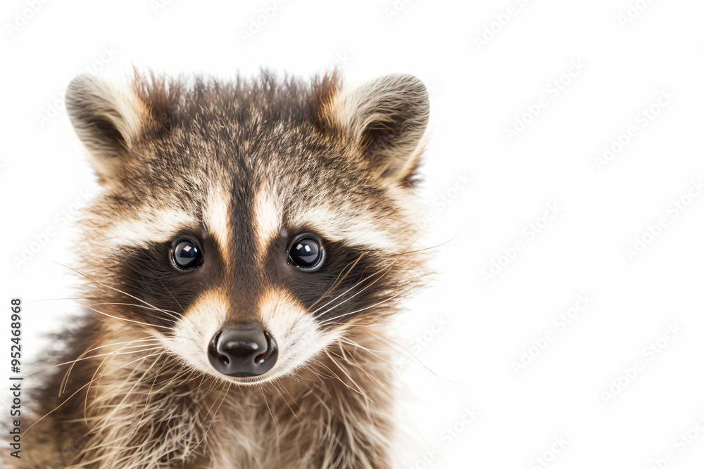 a raccoon looking at the camera with a white background a raccoon looking at the camera with a white background