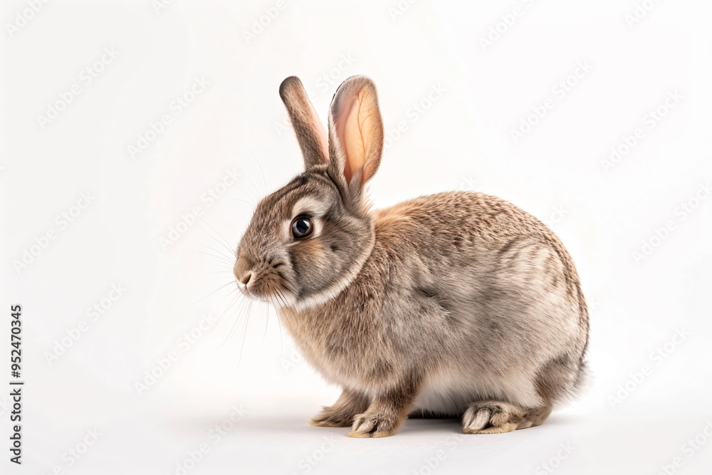 a rabbit with a long ear sitting on a white surface a rabbit with a long ear sitting on a white surface