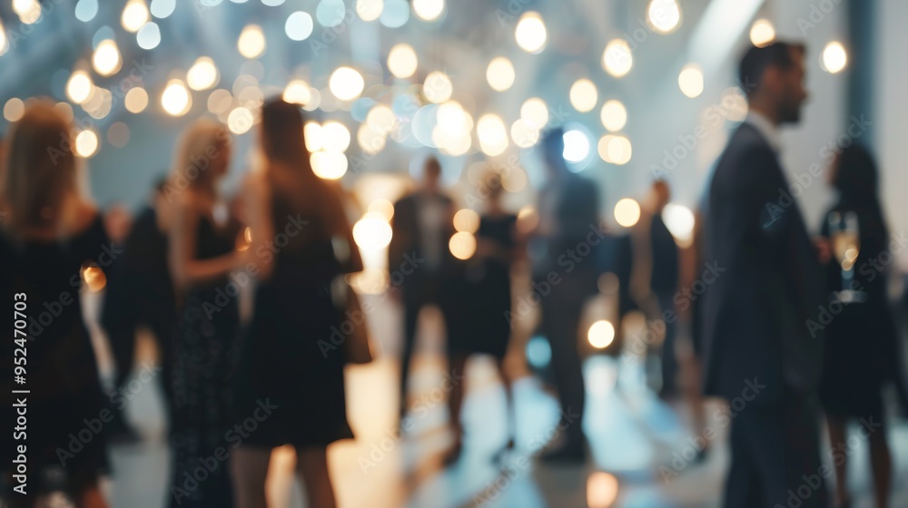 Blurred background. An Elegant Evening Gathering Featuring Guests Dressed in Their Formal Attire and Styles Blurred background. An Elegant Evening Gathering Featuring Guests Dressed in Their Formal Attire and Styles