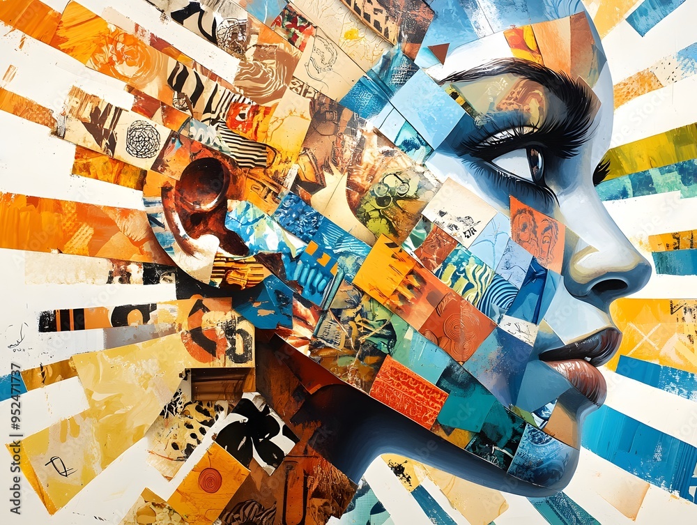 Abstract Collage Art with a Female Face. Abstract Collage Art with a Female Face.
