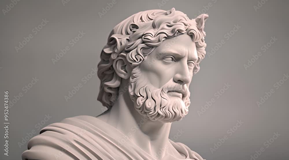 Stoicism concept sculpture of a stoic representing philosophy ancient greek god statue 4k animation Stoicism concept sculpture of a stoic representing philosophy ancient greek god statue 4k animation