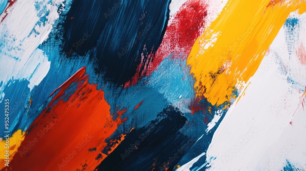 A collection of abstract brush strokes in bold, contrasting colors on a canvas, representing artistic freedom A collection of abstract brush strokes in bold, contrasting colors on a canvas, representing artistic freedom