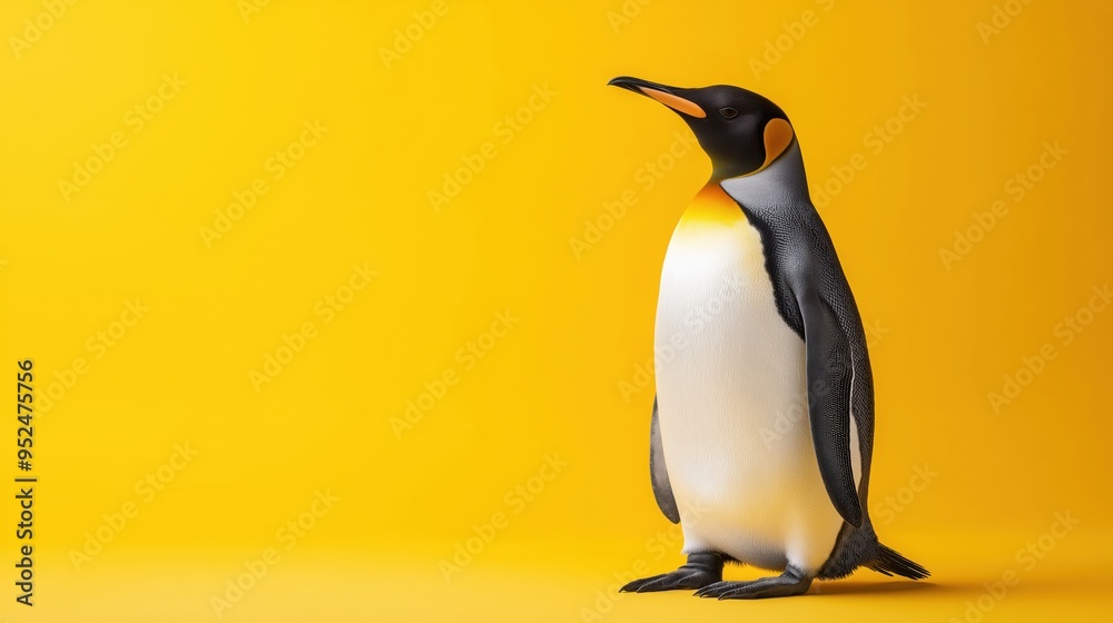 Obraz premium Penguin. Penguin on the yellow background.