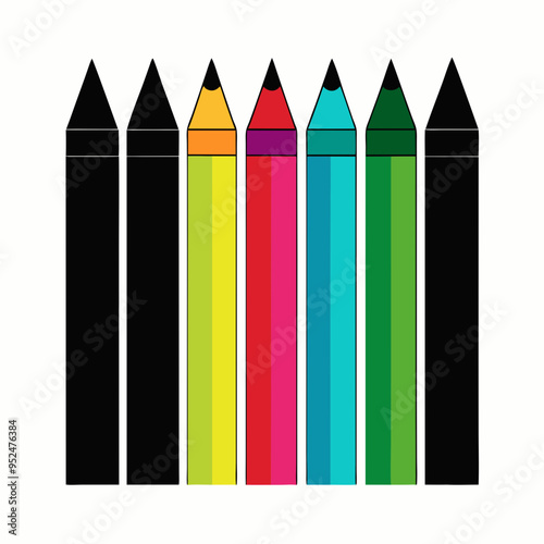 Coloured pencils   silhouette