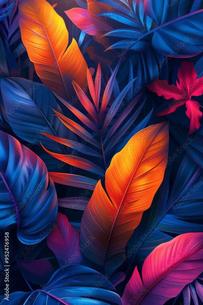 Vibrant and Colorful Tropical Leaves Displayed in Artistic, EyeCatching Colors and Patterns Vibrant and Colorful Tropical Leaves Displayed in Artistic, EyeCatching Colors and Patterns